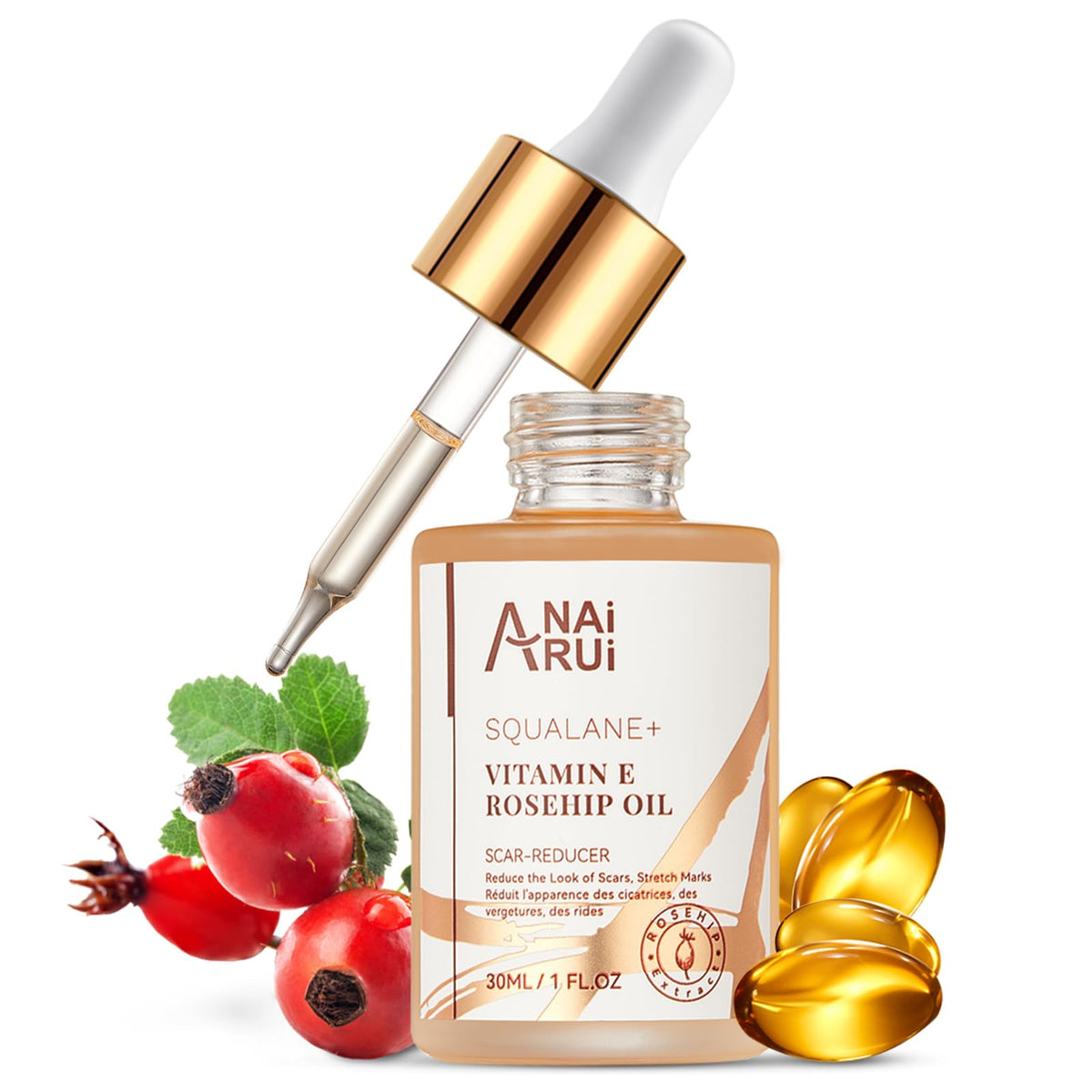 ANAI RUI Squalane Rose Musquée pour le visage, hydratation rapide et douceur
