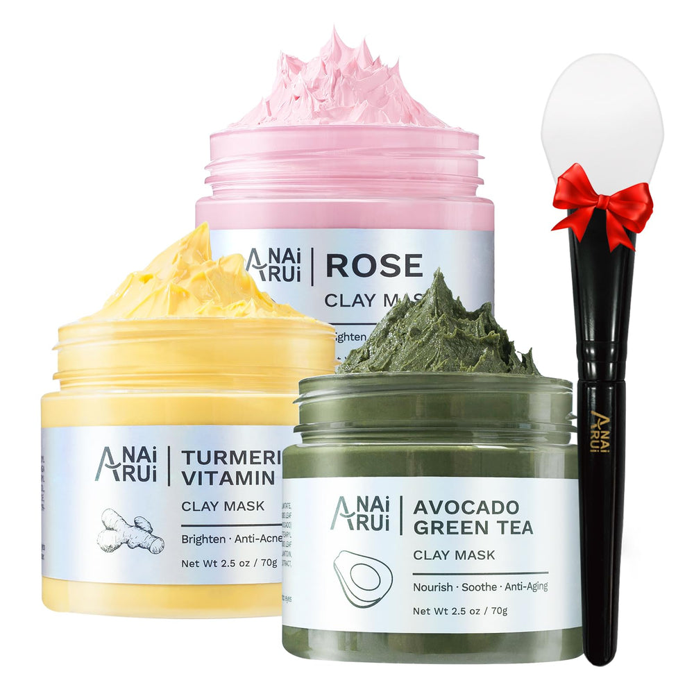 Gamme ANAI RUI trio masques argile curcuma vitamine C, éclat et unification du teint.