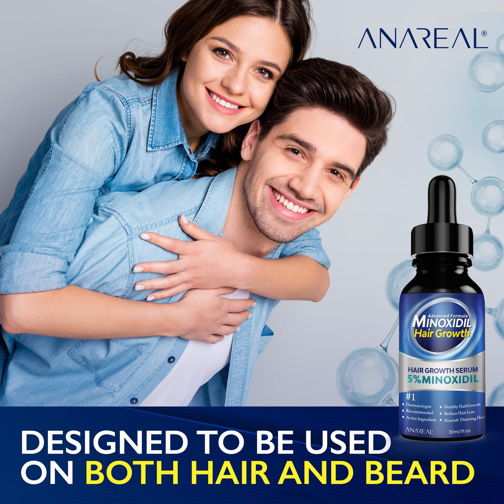 ANAREAL Minoxidil - rituel quotidien pour une barbe soignée.