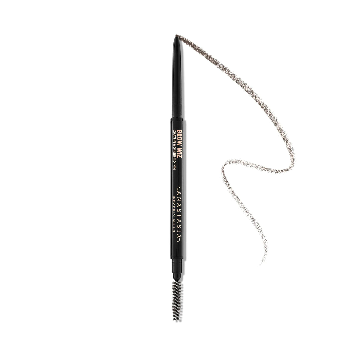 Anastasia Brow Wiz Soft Brown, crayon sourcils ultra-fin pour tracé précis et naturel.
