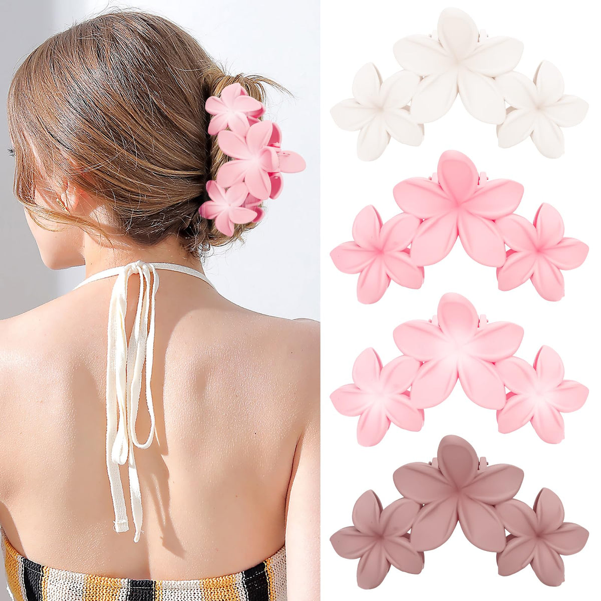 ANBALA broche fleur hawaïenne rose – tenue fiable pour cheveux épais