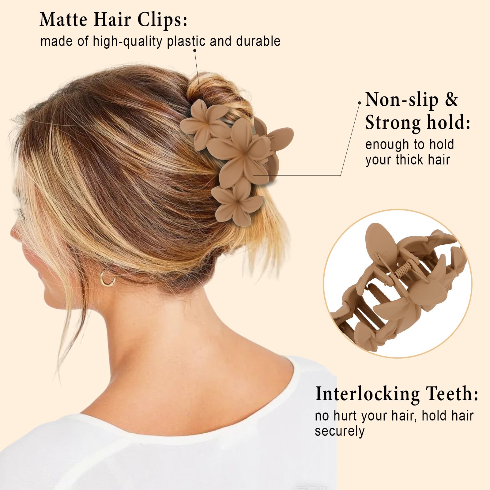 ANBALA clip-cheveux plumeria hawaienne mat, parfait pour sorties et vacances.