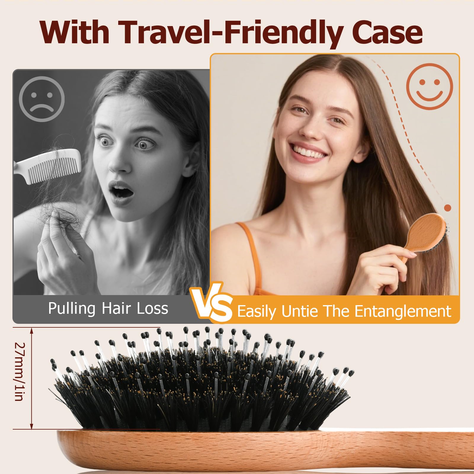 Ancable brosse-cheveux-sans-douleur-enfant: brins doux adaptés aux tout-petits.