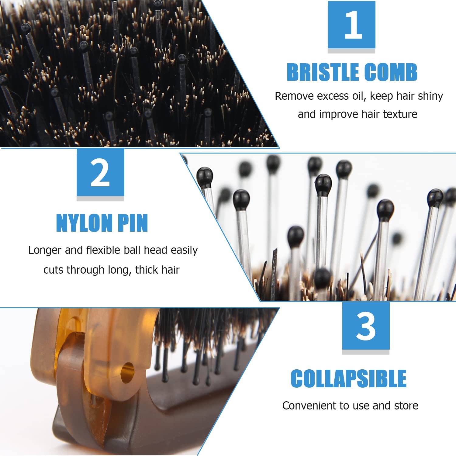 Brosse Ancable poils-de-sanglier et nylon démêlage efficace.