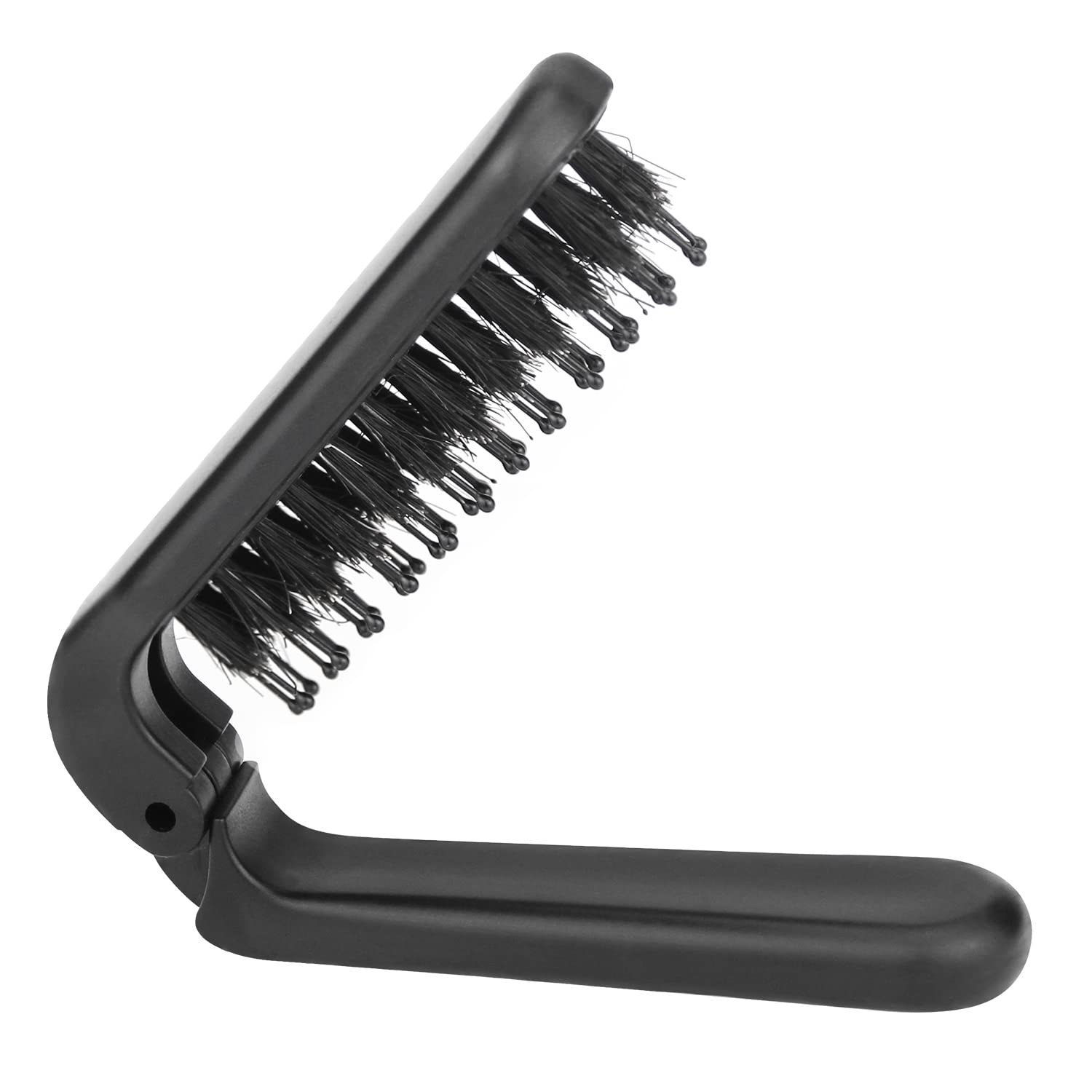 Brosse pliante Ancable noir prête pour les voyages et déplacements.