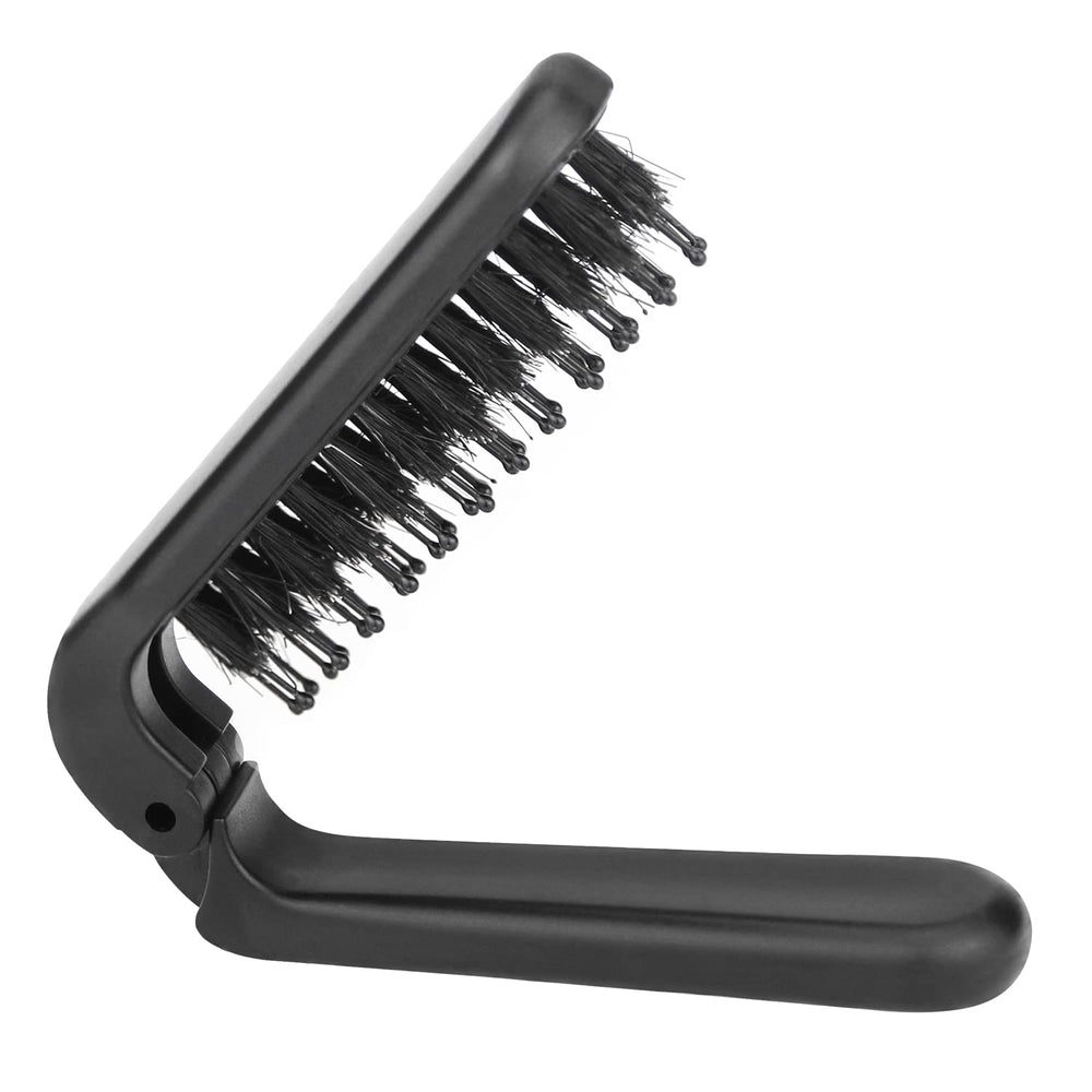 Brosse pliante Ancable noir prête pour les voyages et déplacements.