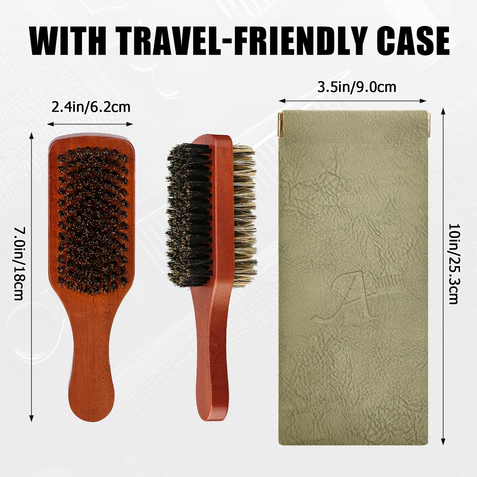 Brosse compacte pour voyage, étui pratique et rangement dans le sac.