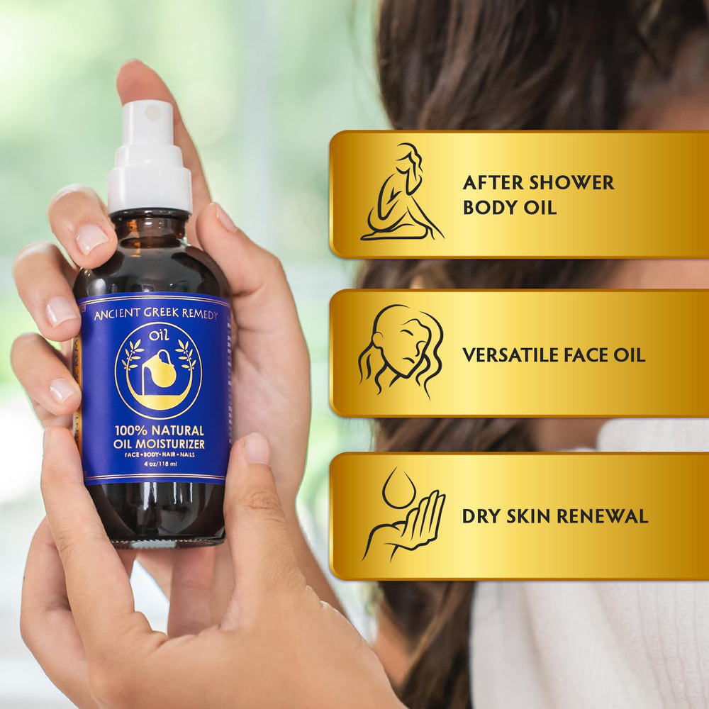 Ancient Greek Remedy huile-jojoba-almond-olive: mélange nourrissant pour peau souple.