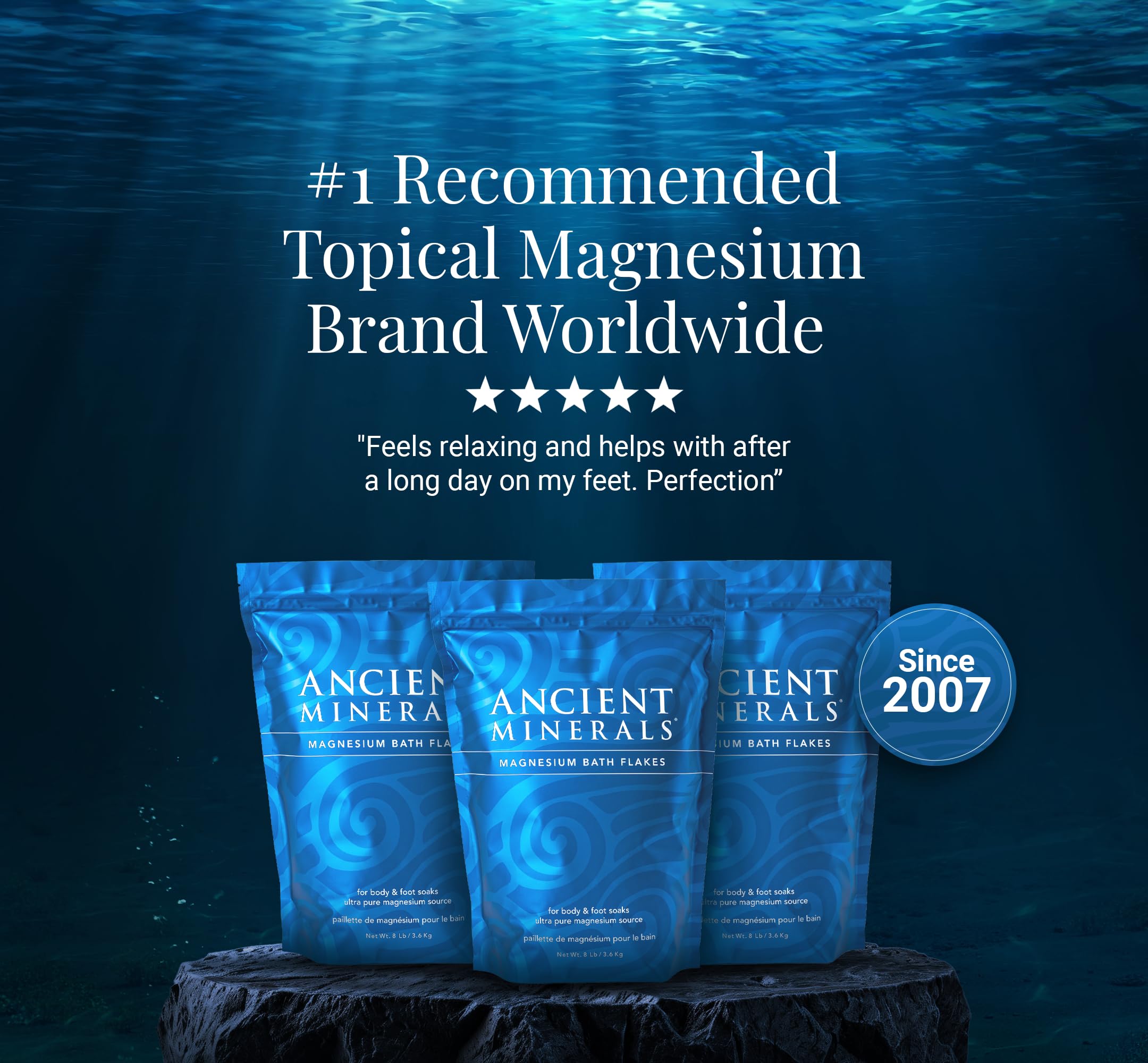 Ancient Minerals flocons-bain routine bien-être à domicile, pratique et efficace.