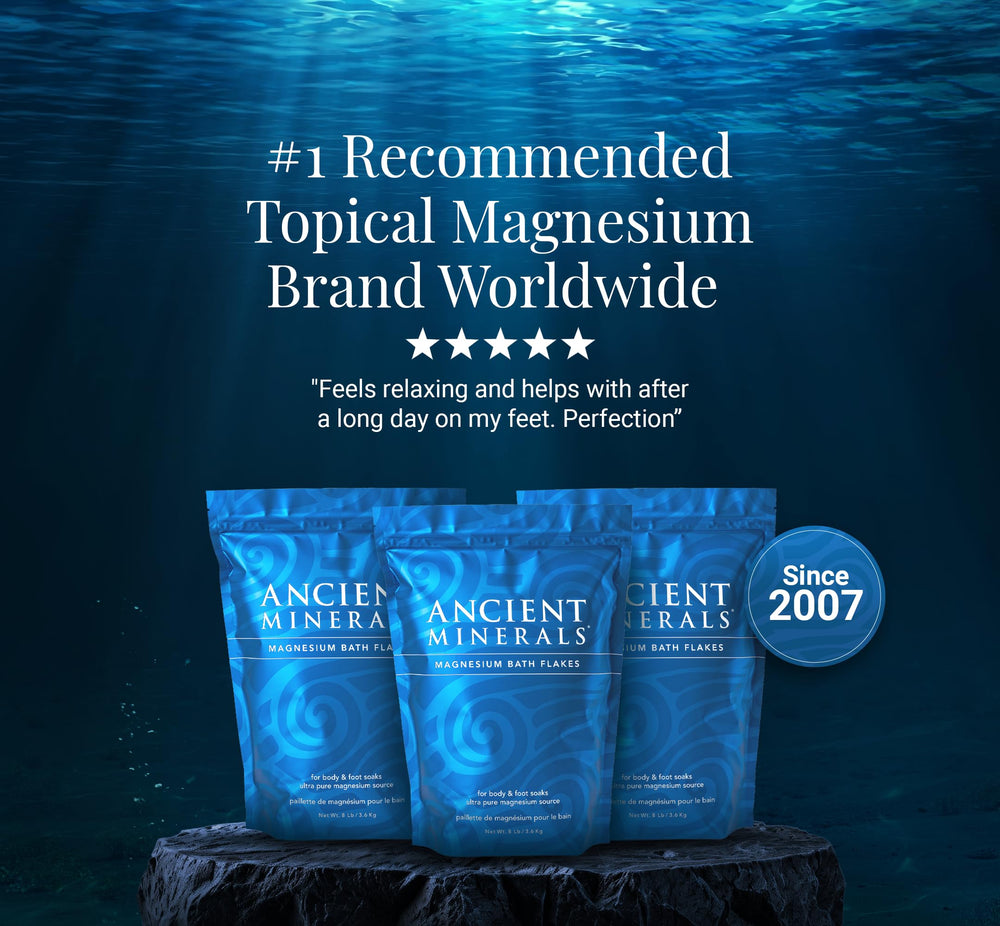 Ancient Minerals flocons-bain routine bien-être à domicile, pratique et efficace.