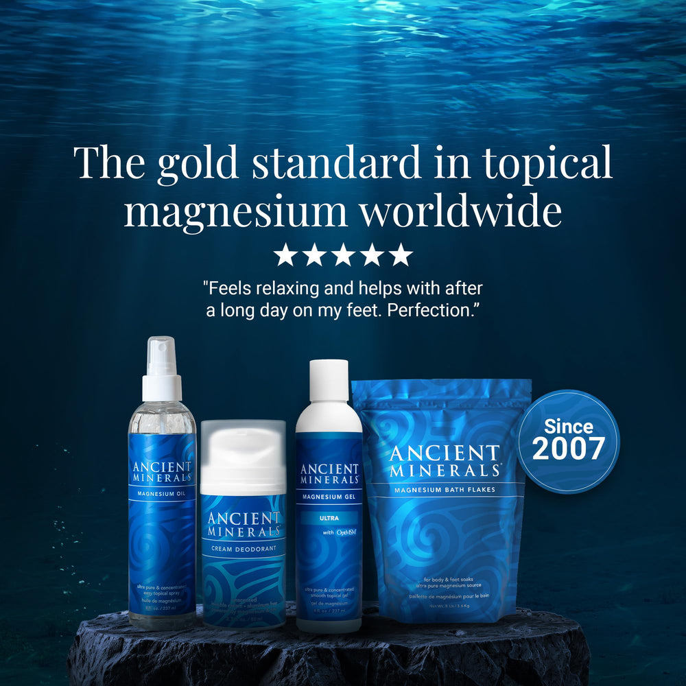 Ancient Minerals spray being absorbed quickly into the skin test.
