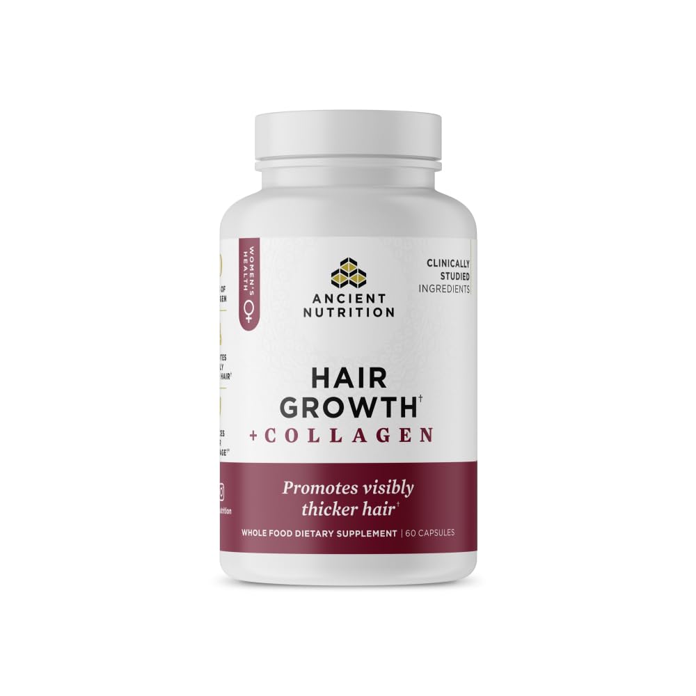 Ancient Nutrition cheveux-collagène avant-après, résultats potentiels pour cheveux plus forts.