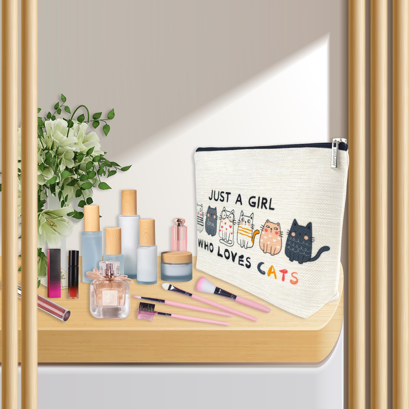Pochette rangement maquillage ancpeany, utile pour école, travail et sorties.