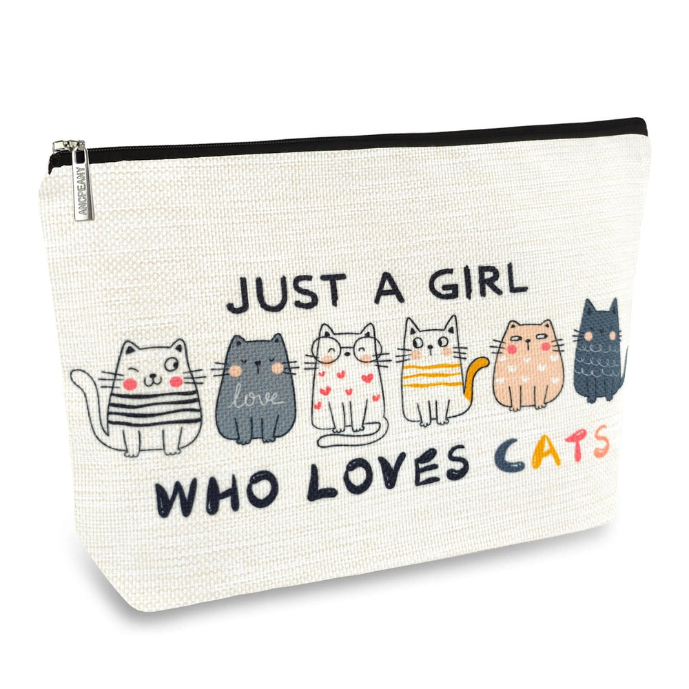 Sac-maquillage ancpeany au design chat 3D pour rangement pratique en voyage.