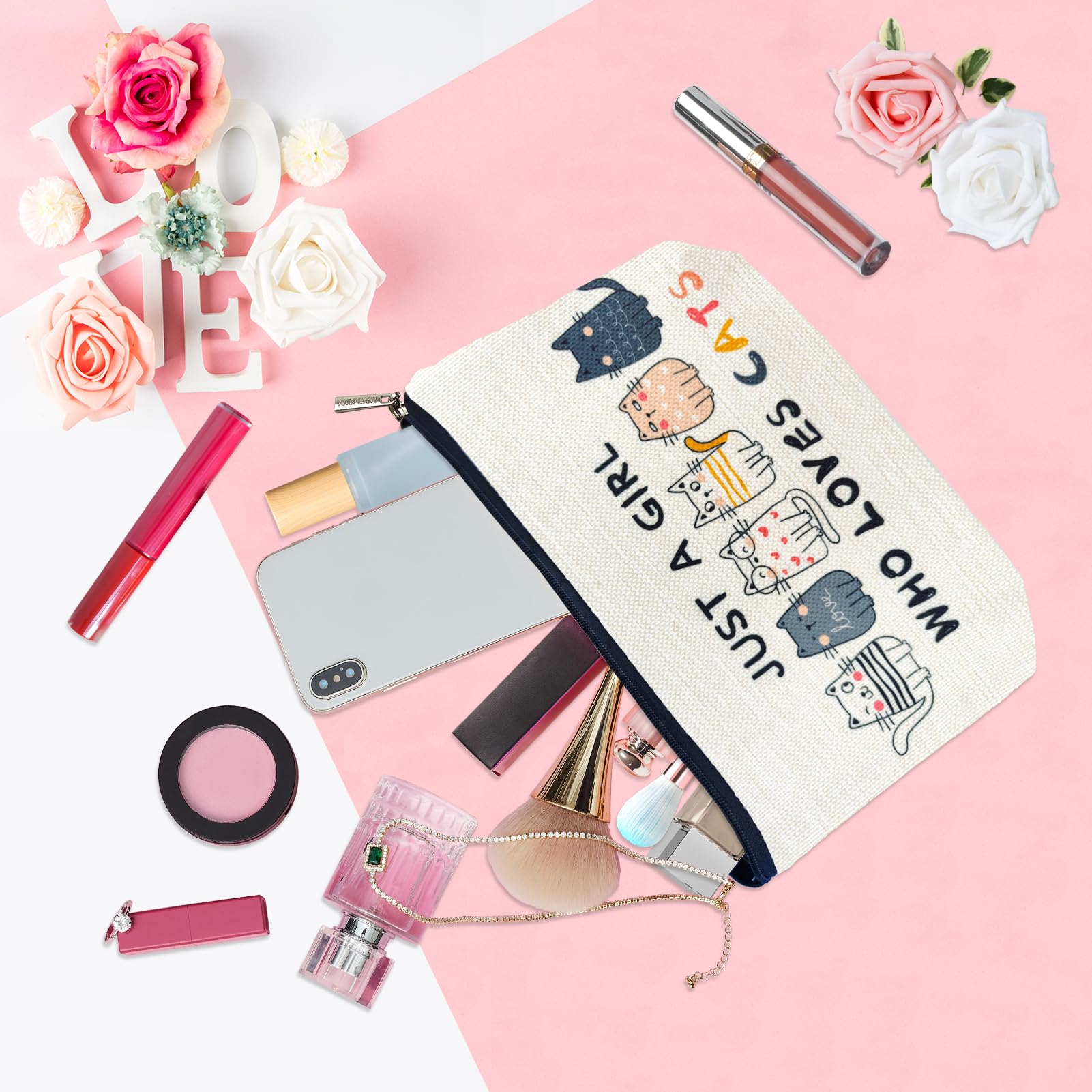 Trousse voyage ancpeany chat adorable, compagnon léger pour maquillage et accessoires.