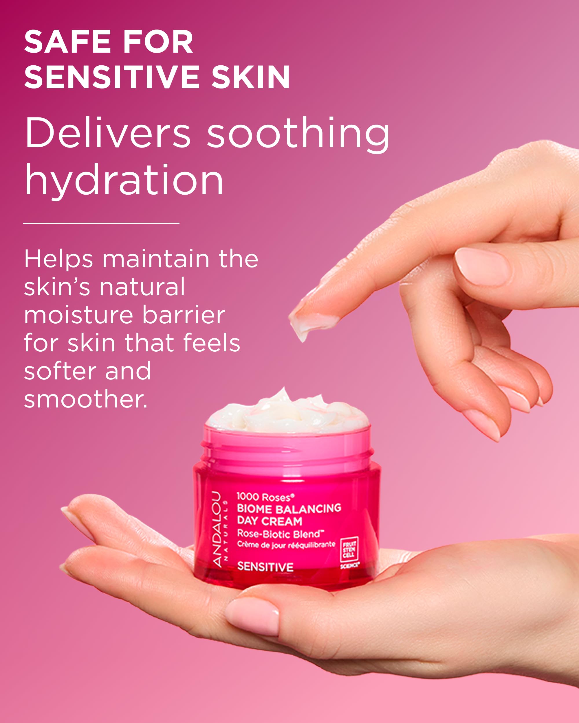Andalou Naturals 1000 Roses – gel-crème légère prête à être appliquée.