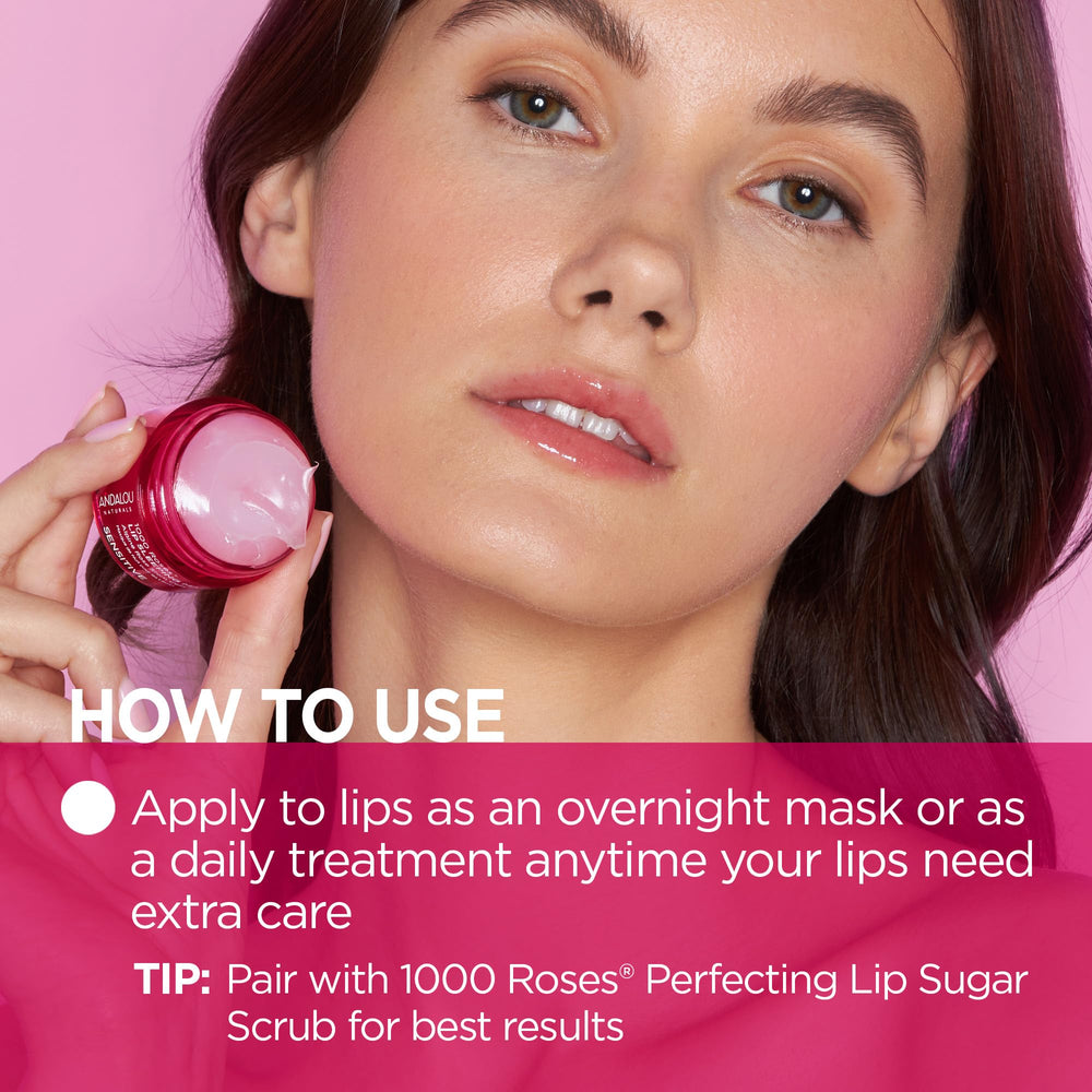Andalou Naturals 1000 Roses masque levres nuit: rituel hydratant pour levres lisses