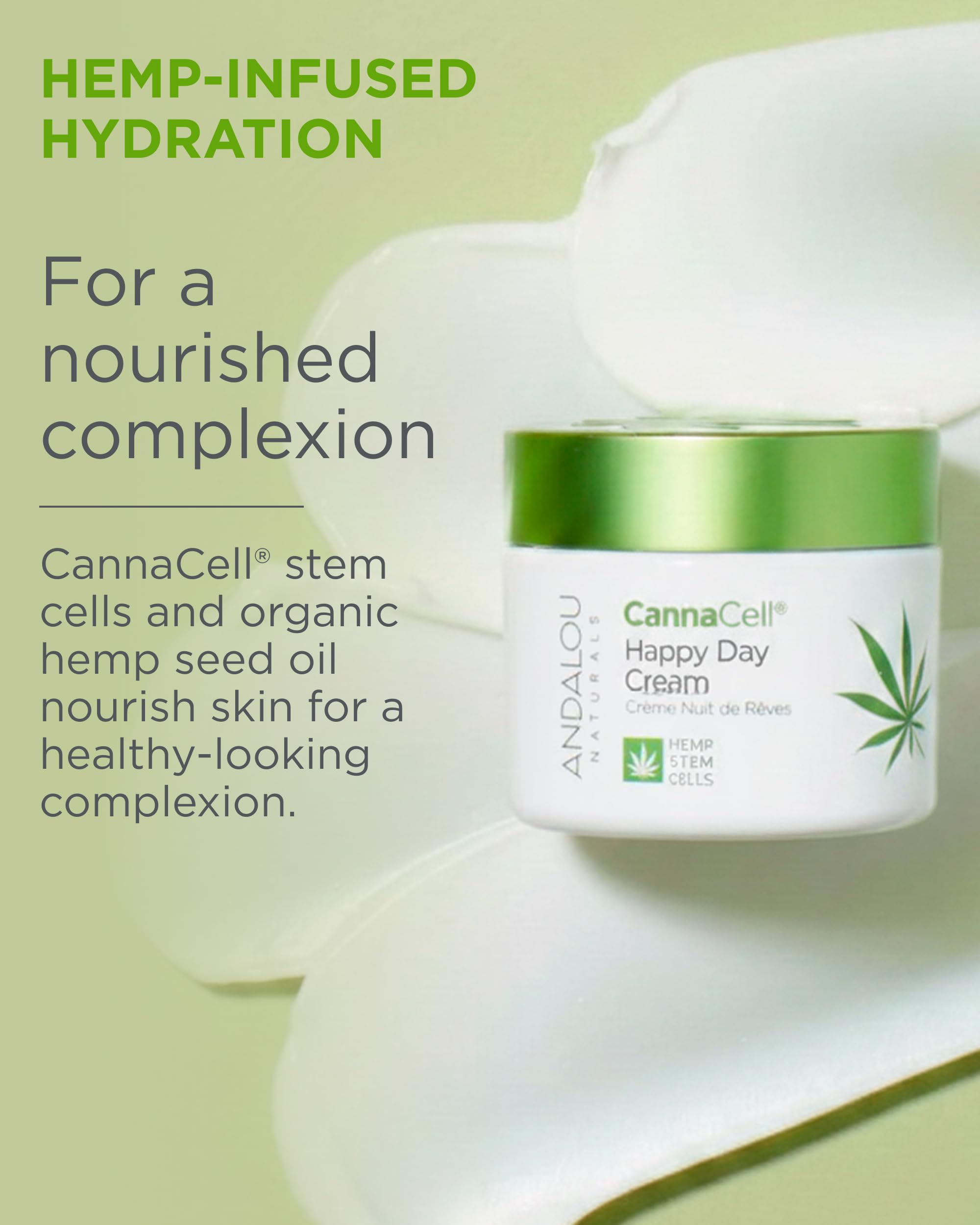 Ingrédients naturels Cannacell Happy Day Cream: protéines végétales et oméga.