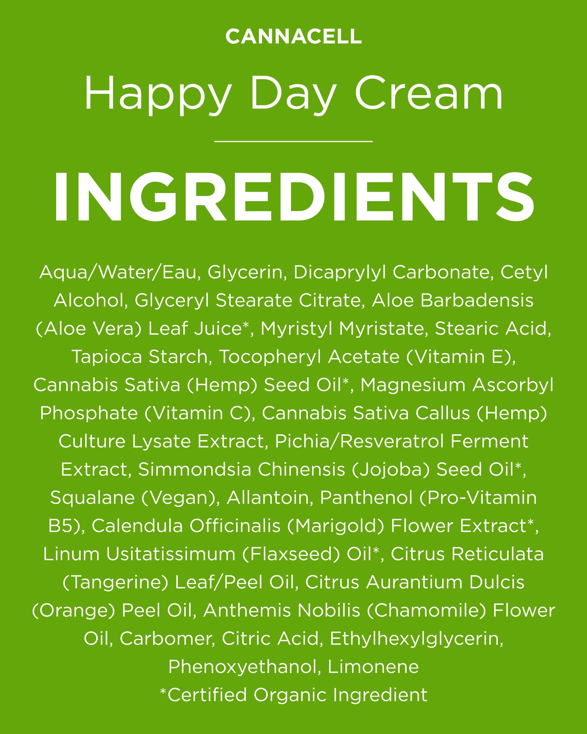 Bouteille Cannacell Happy Day Cream vegan et cruelty-free pour votre routine.