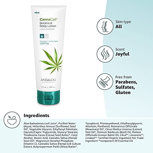 Andalou Naturals CannaCell Joyful, rituel quotidien grâce à une hydratation durable.
