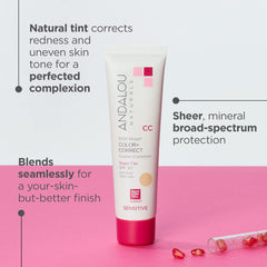 Andalou Naturals CC crème : protection SPF 30 et utilisation quotidienne.