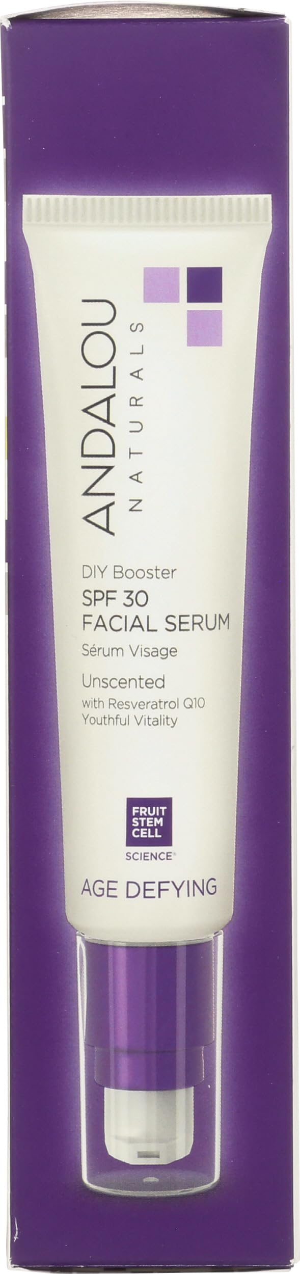 Andalou Naturals DIY Booster SPF30 emballage 2oz pratique en voyage.