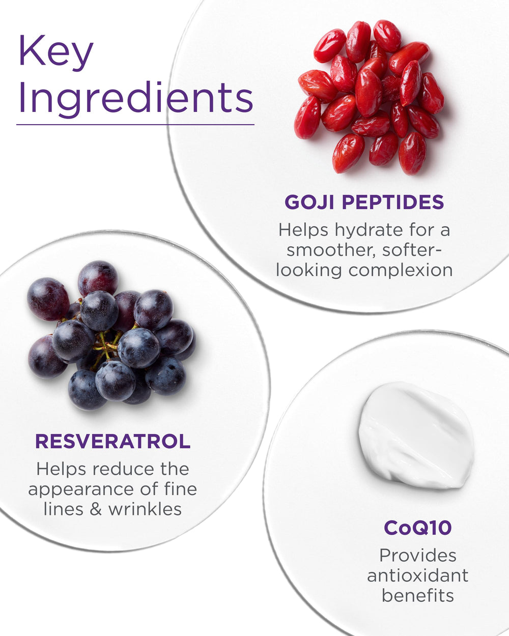 Extraits de cellules de pomme ancienne dans la formule Goji Peptide, teint rafraîchi