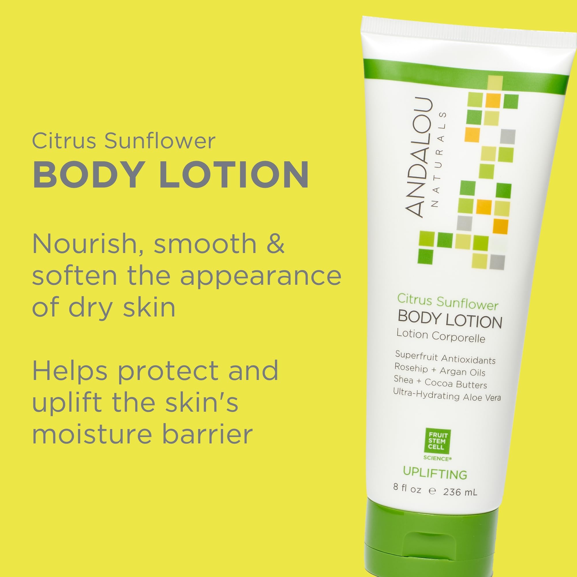 Emballage naturel Andalou Naturals prêt pour routine hydratante corps