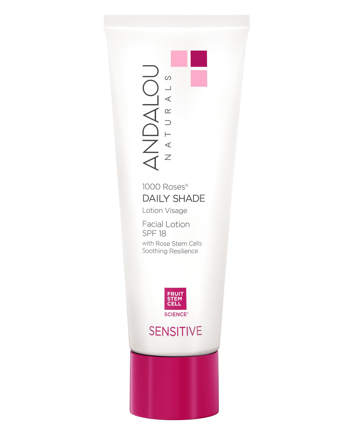 Andalou Naturals: lotion-visage-spf18 ultra leger — hydratation légère et protection UV.