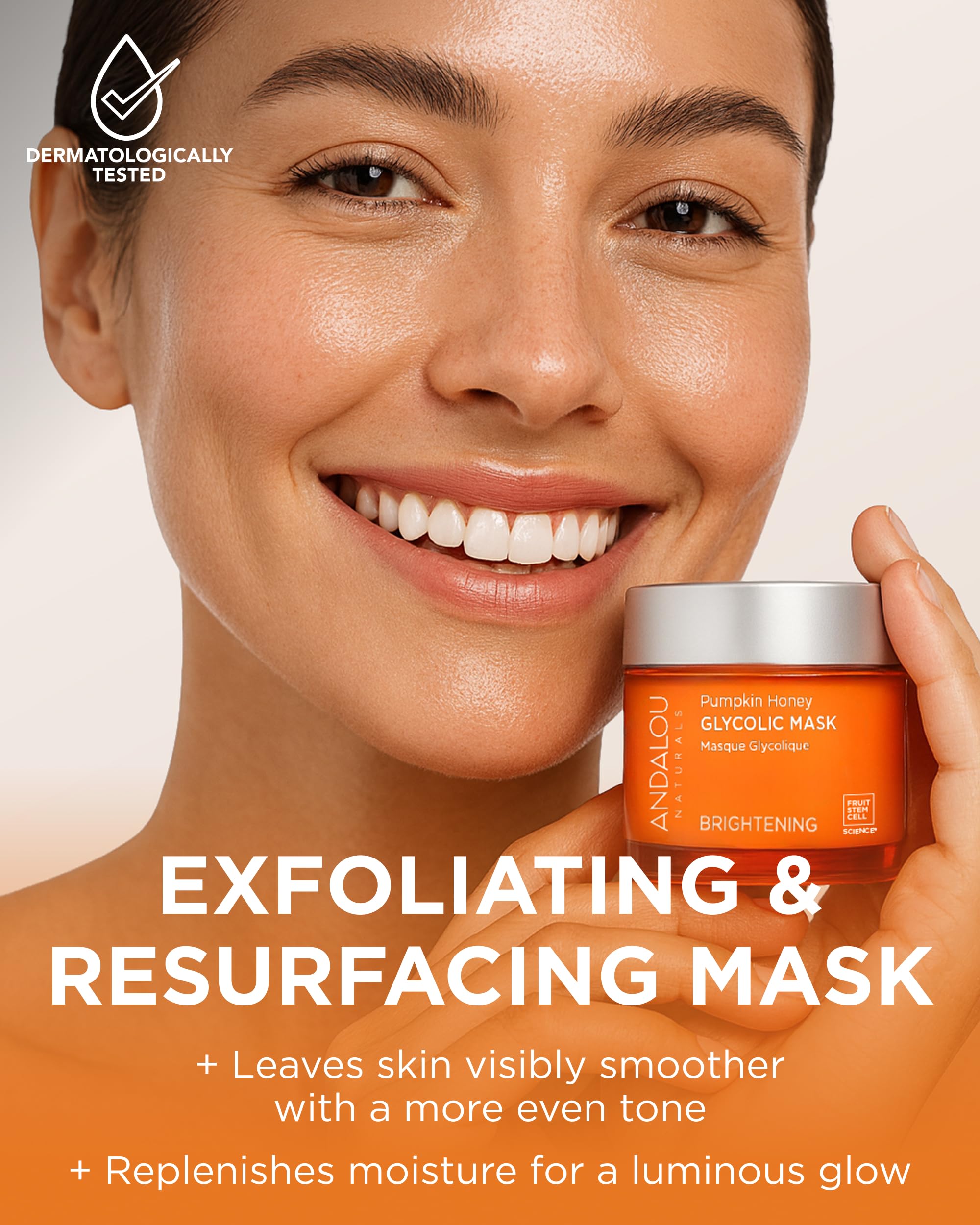 Texture crémeuse du masque Andalou Naturals prête à agir.
