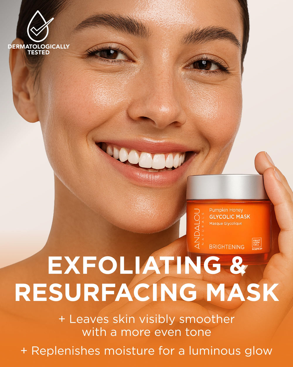 Texture crémeuse du masque Andalou Naturals prête à agir.