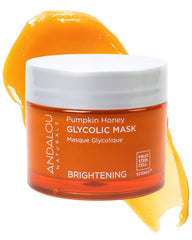 Masque Andalou Naturals Pumpkin Honey Glow appliqué sur peau, éclat immédiat.