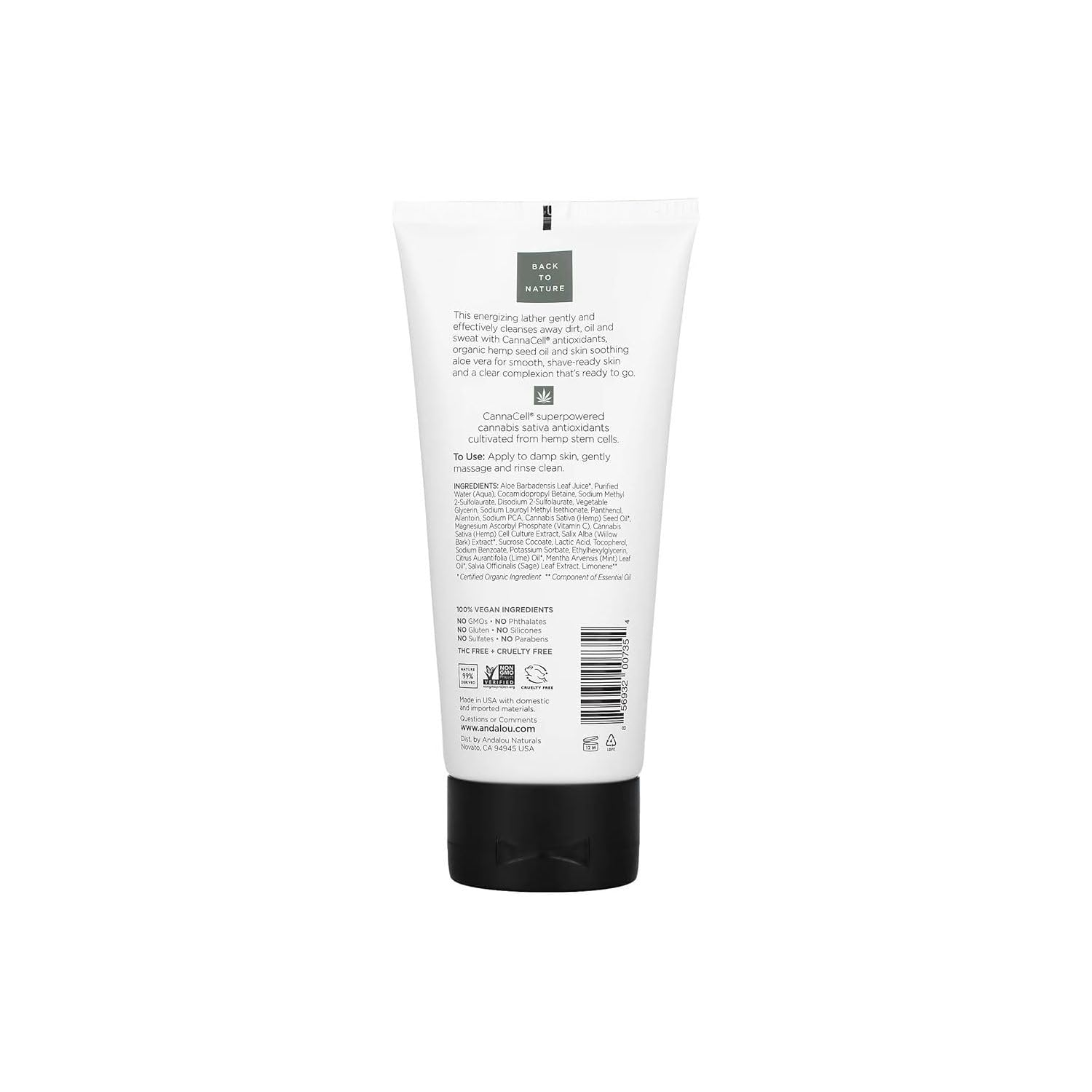 Andalou Naturals Men Refreshing Face Wash : huile de graines de chanvre nourrissante