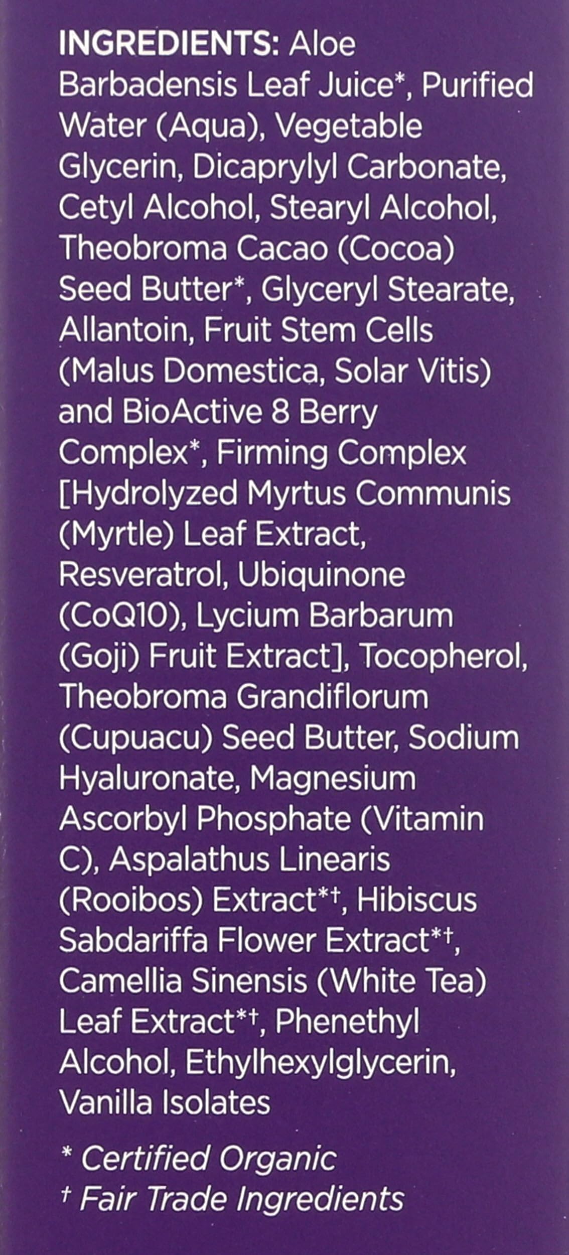 Resveratrol et CoQ10 dans Andalou Naturals pour énergie et tonicité de la peau.