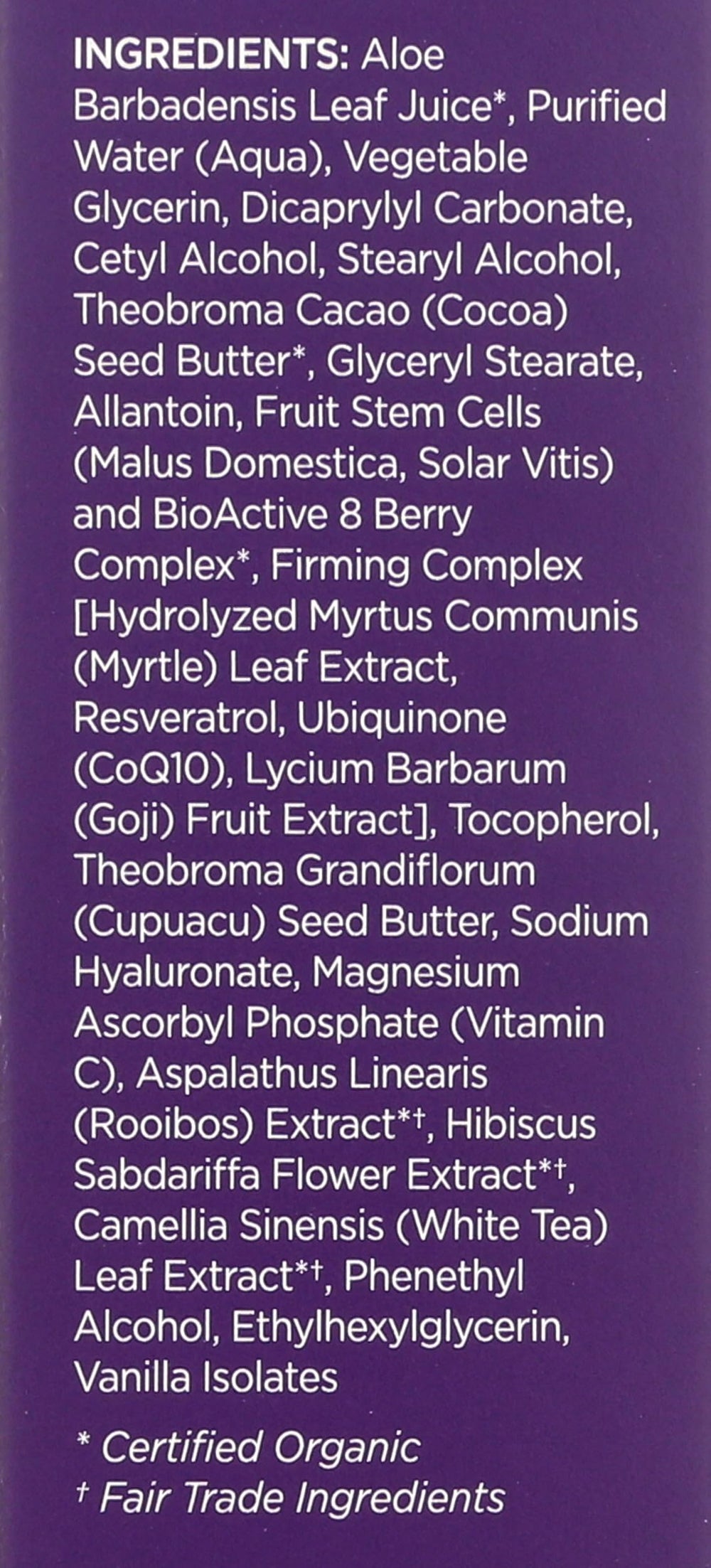 Resveratrol et CoQ10 dans Andalou Naturals pour énergie et tonicité de la peau.