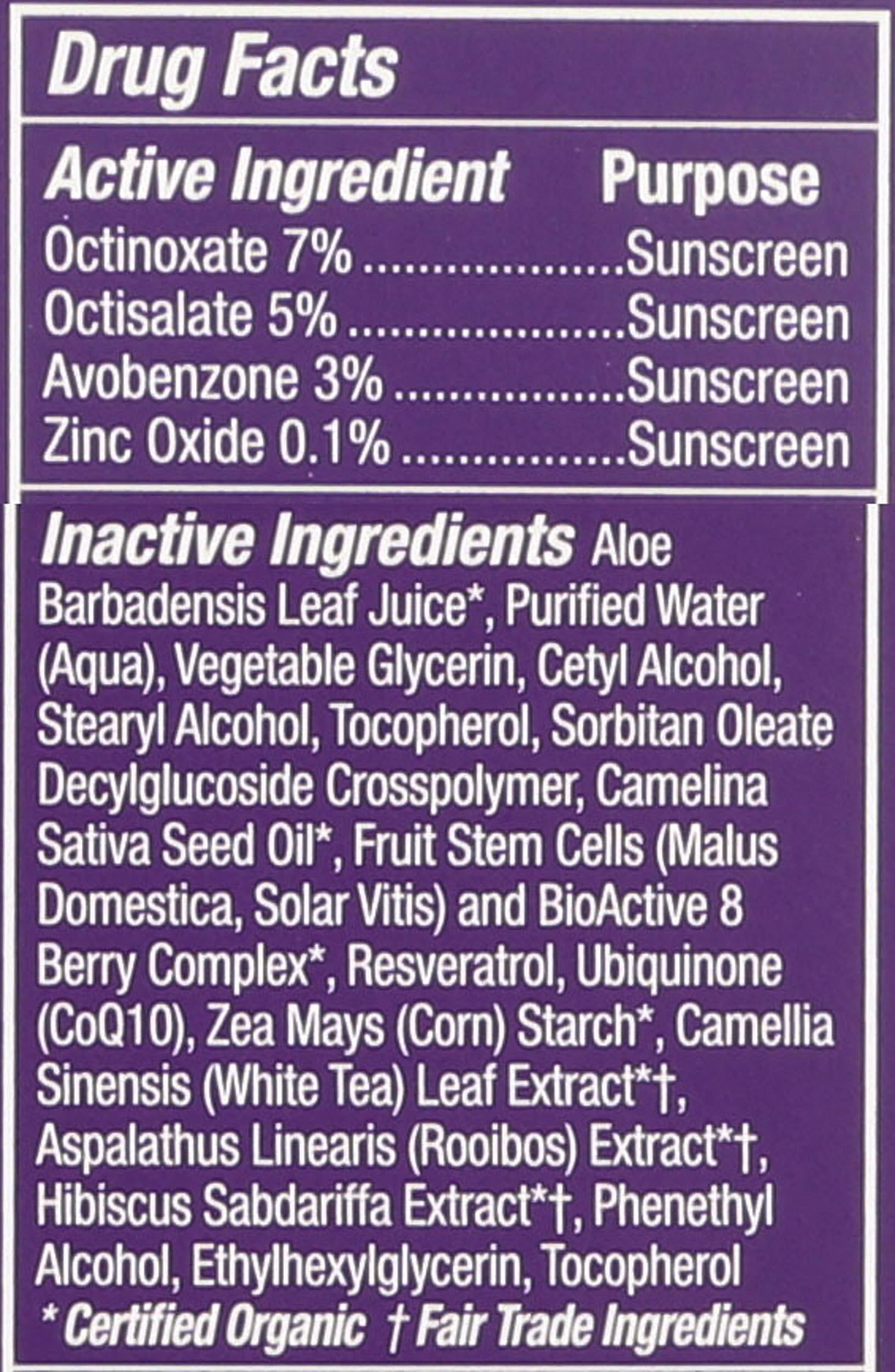 Andalou Naturals Sérum Visage SPF30 mélange avec hydratant pour protection.