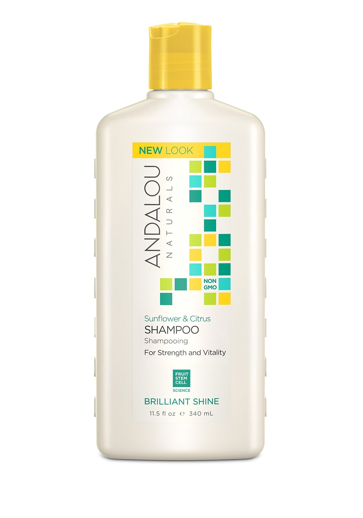 Andalou Naturals Shampoing Tournesol Agrume – bouteille prête à prolonger l'éclat des cheveux.