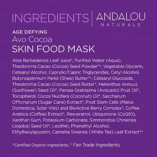 Masque Andalou Naturals nourrissant pour peau lumineuse.