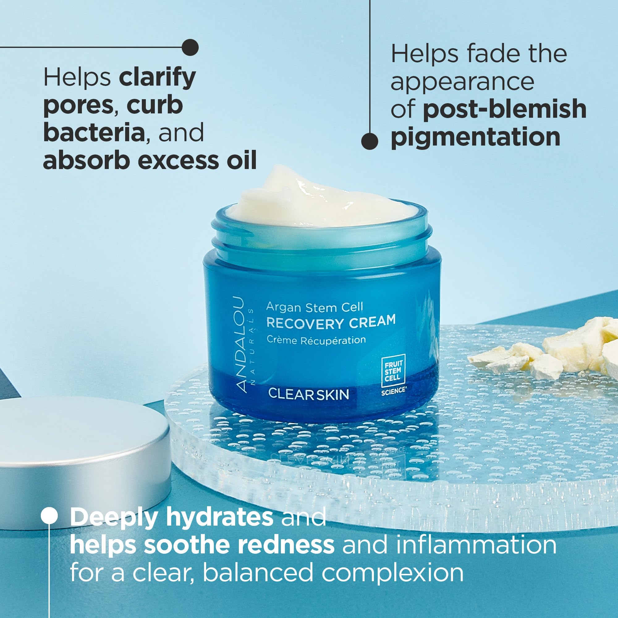 Texture onctueuse de la crème Andalou Naturals Argane Stem Cell prête à l’application.