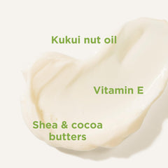 Texture crème corporelle riche, peau veloutée après utilisation.