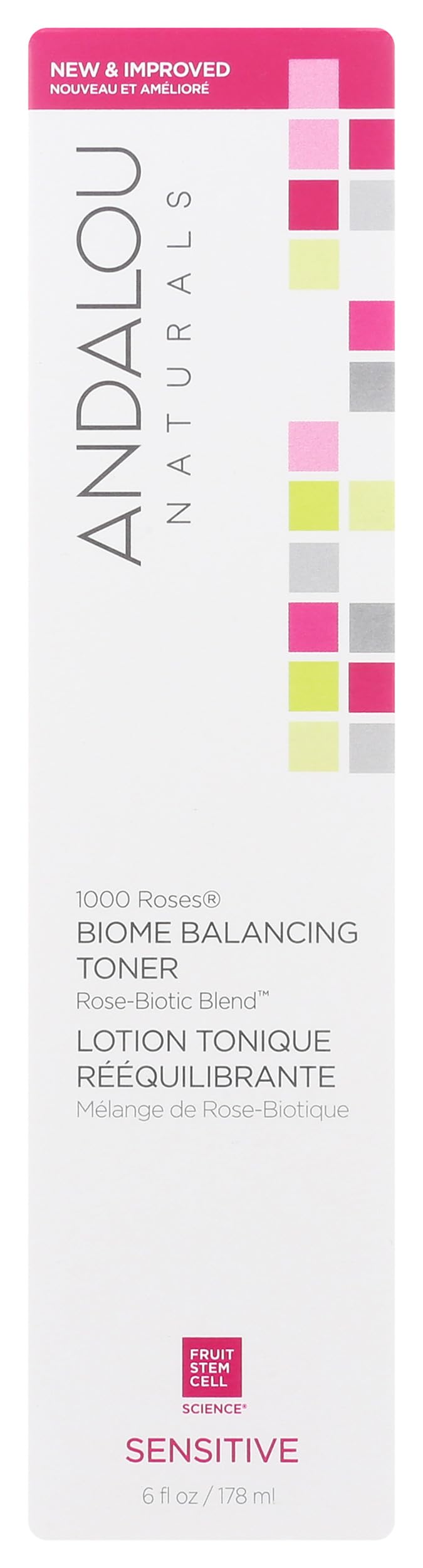 Tonique Andalou Naturals 1000 Roses, bouteille pulvérisation rafraîchissante pour la peau.