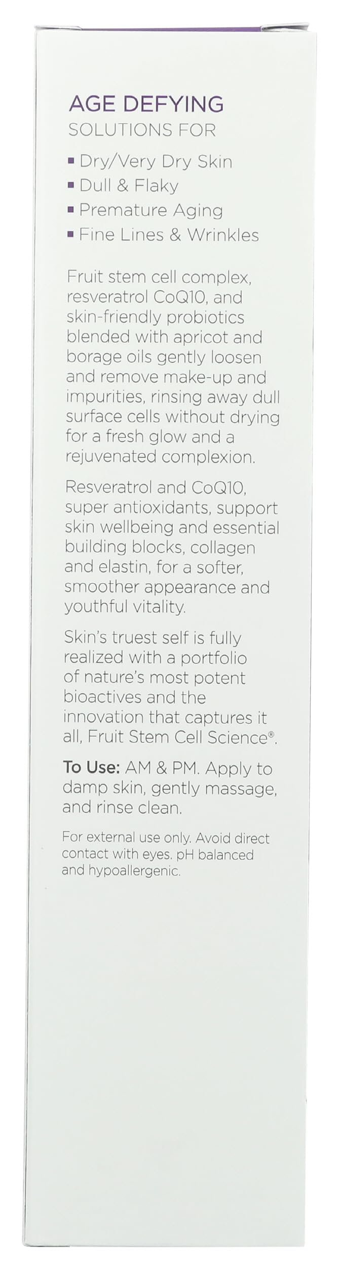 Application en massage délicat sur peau humide avec le lait nettoyant Andalou Naturals