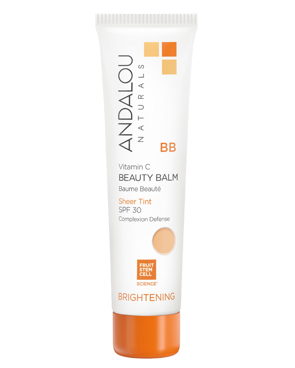 BB crème Vitamin C Andalou Naturals, flacon avec protection solaire quotidienne.