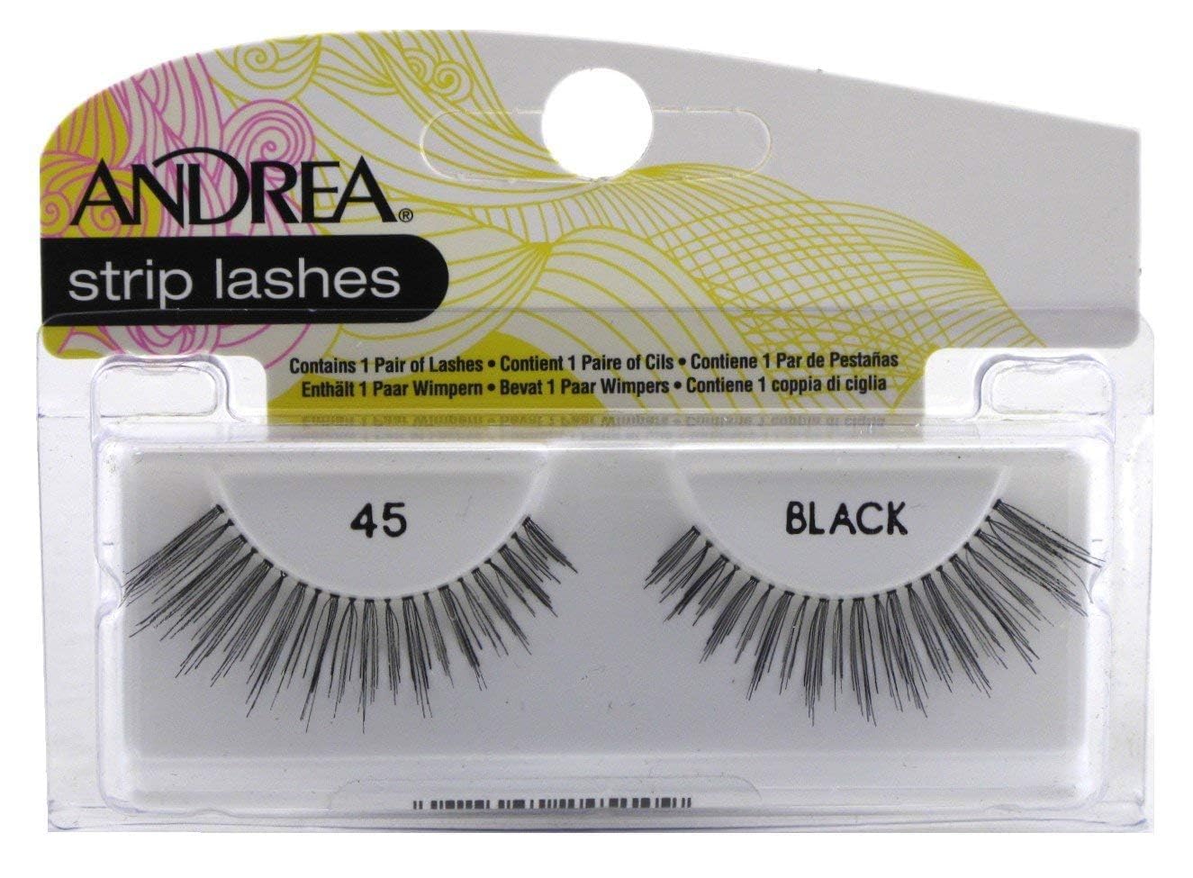 Andrea Cils Bande Style 45 – cils noirs, 100% cheveux humains