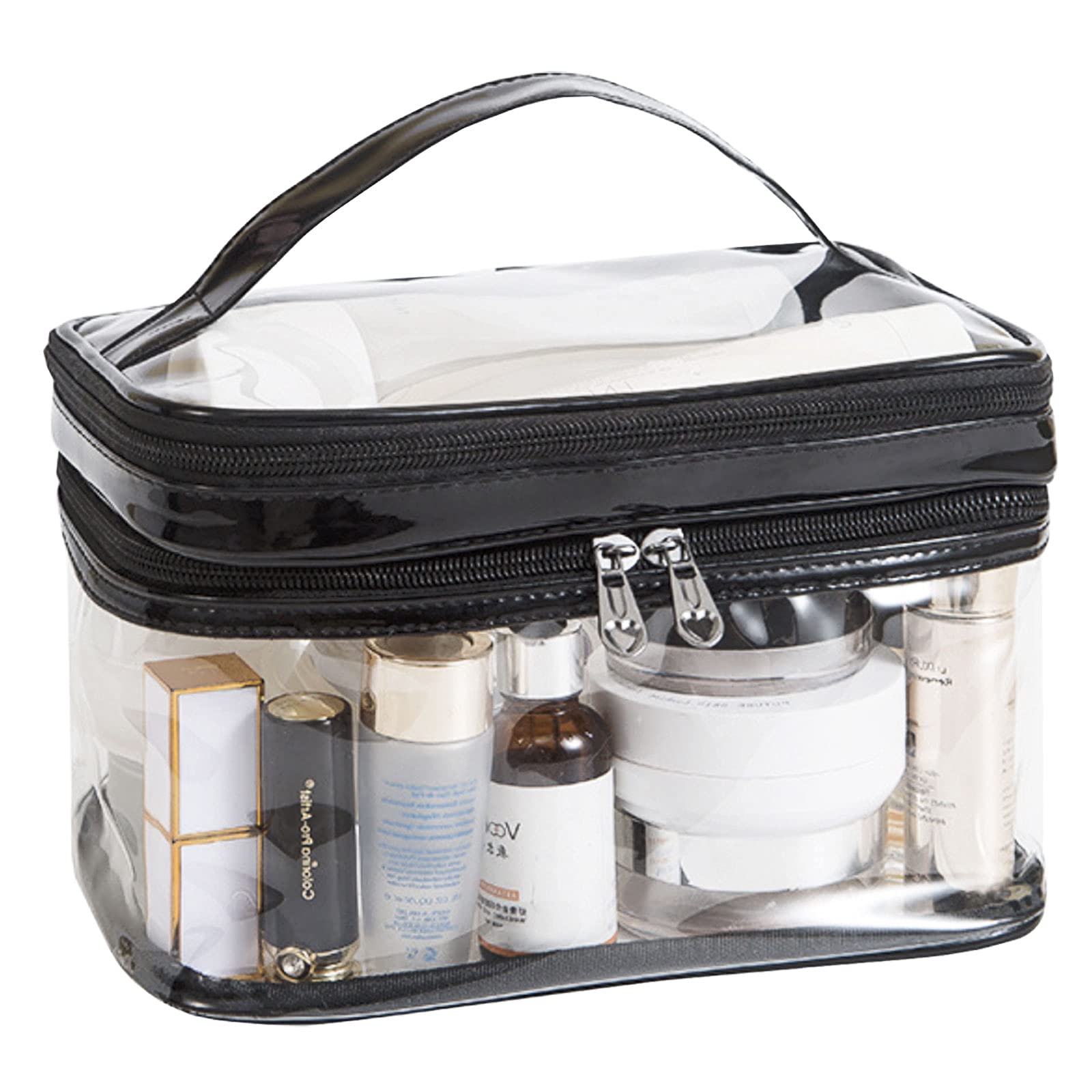 ANEMEL sac cosmétique transparent à double couche pour trier vos produits en voyage