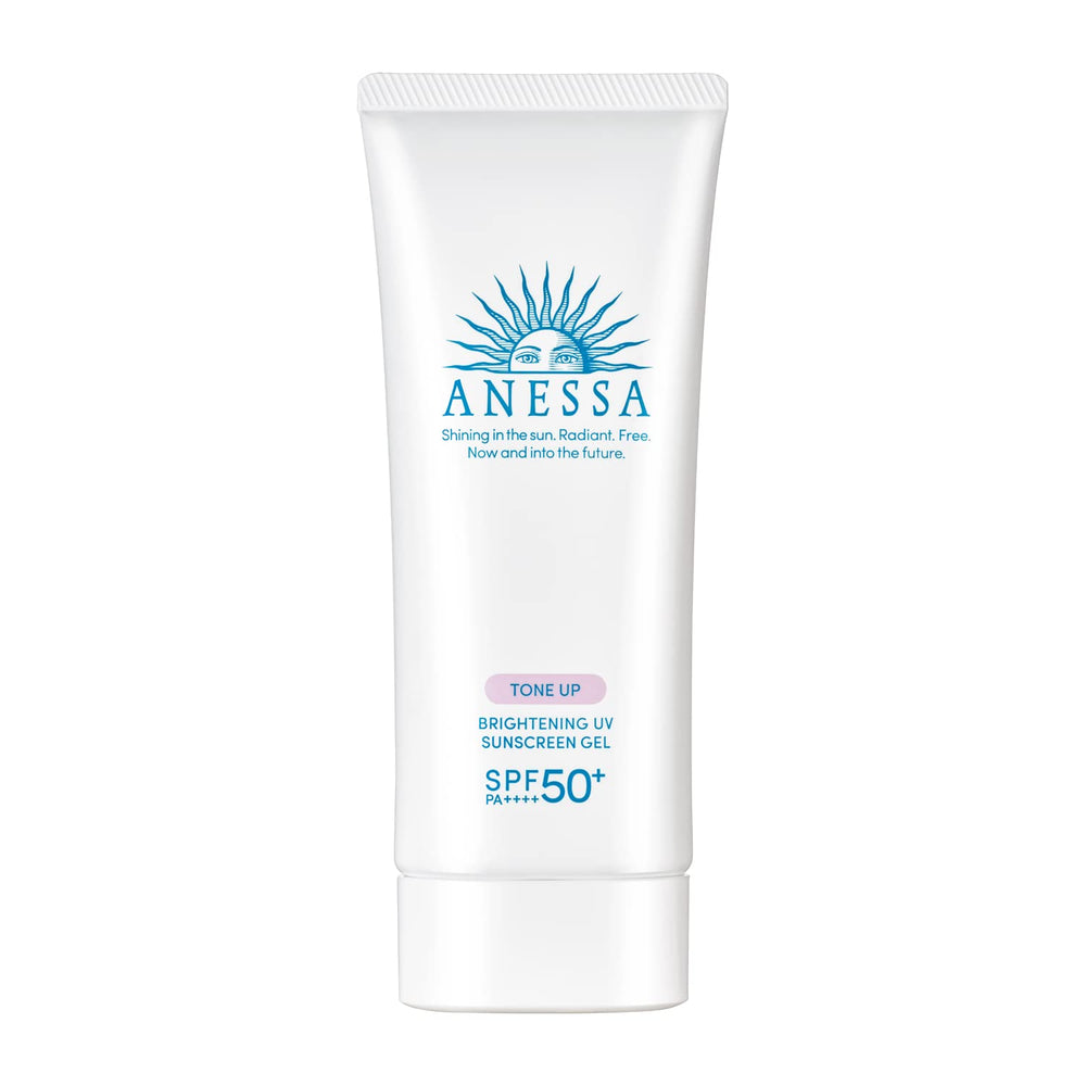Flacon Anessa, gel solaire teintant SPF50+ PA++++, base maquillage possible.