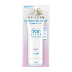 Texture légère du gel solaire Anessa, teint lumineux et résistance à l'eau.