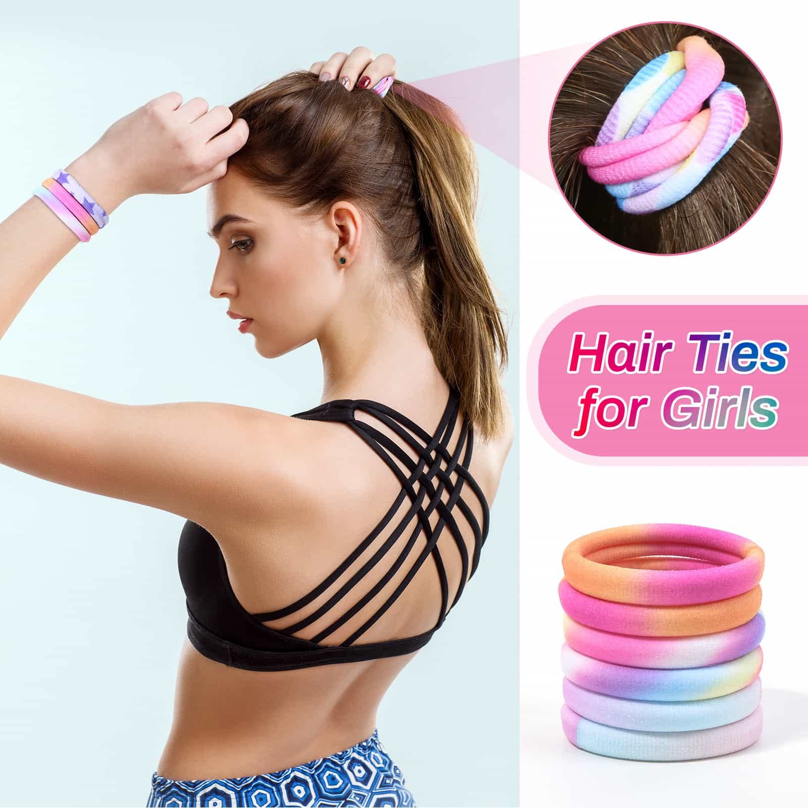 Bandes elastiques Anezus colorées vives prêtes pour cheveux femmes et filles