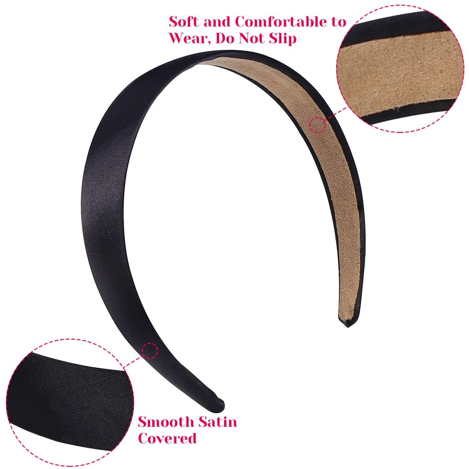 Bandeau Anezus satin doux, confort sur la tête toute la journée.