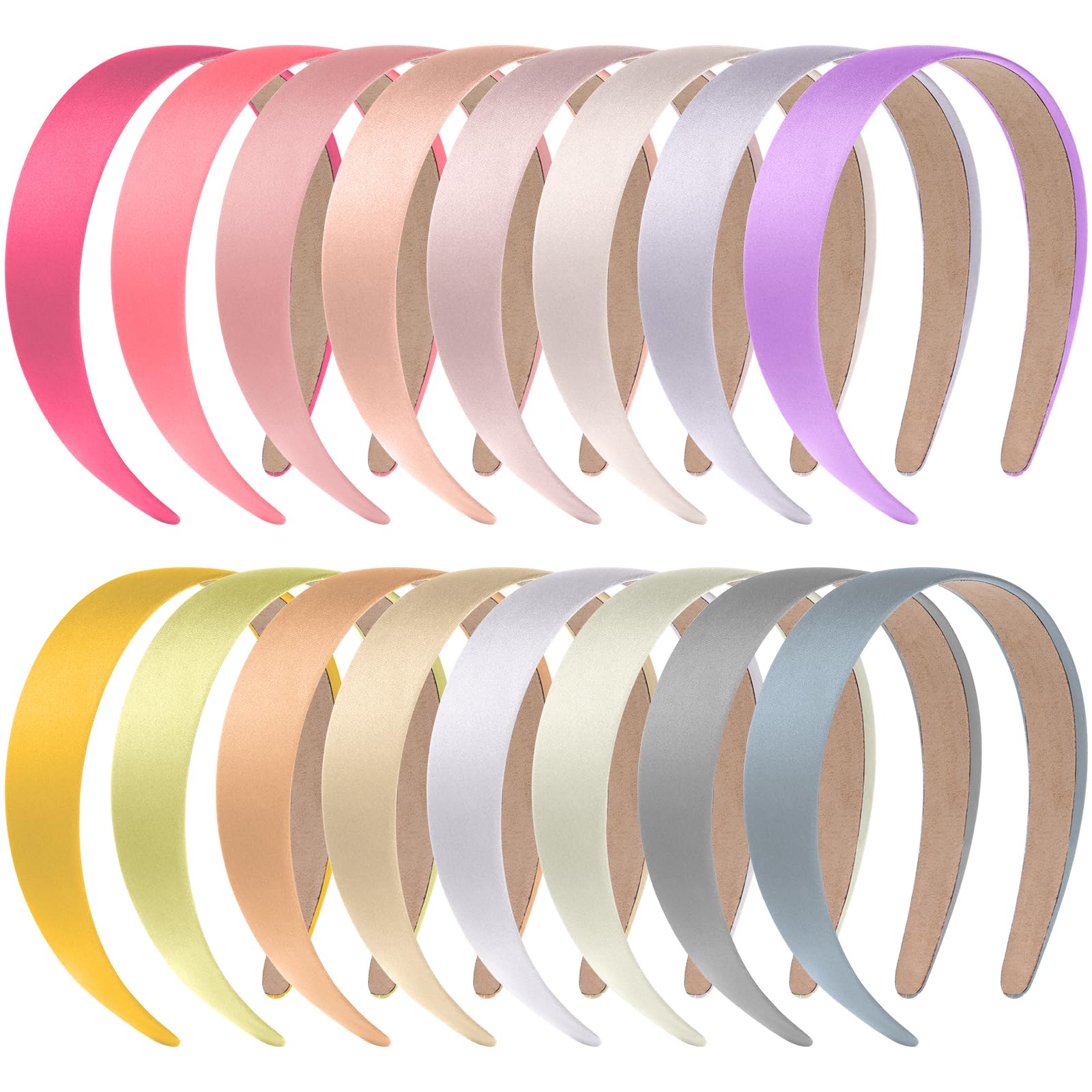 Bandeaux satin pastel Anezus, 1 pouce, ensemble polyvalent pour coiffures durables.